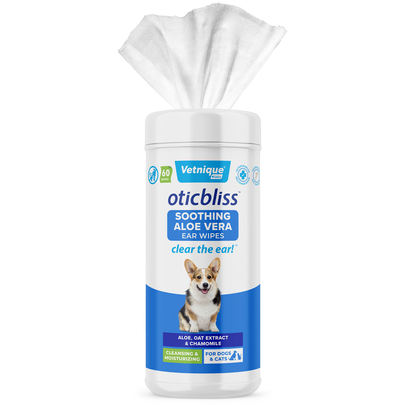 Oticbliss™ Aloe Vera Ear Wipes For Dogs - 60 ct