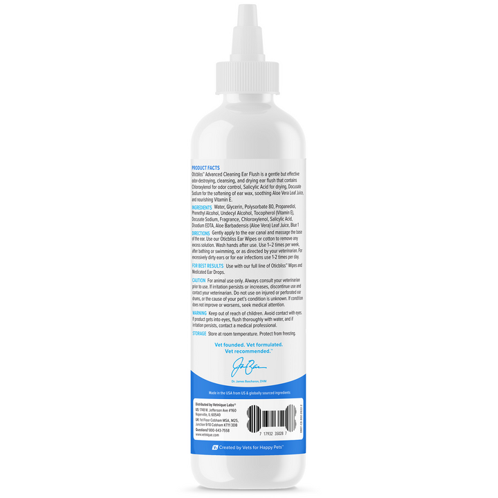 Oticbliss™ Advanced Cleaning Ear Flush - 8 oz back of packaging