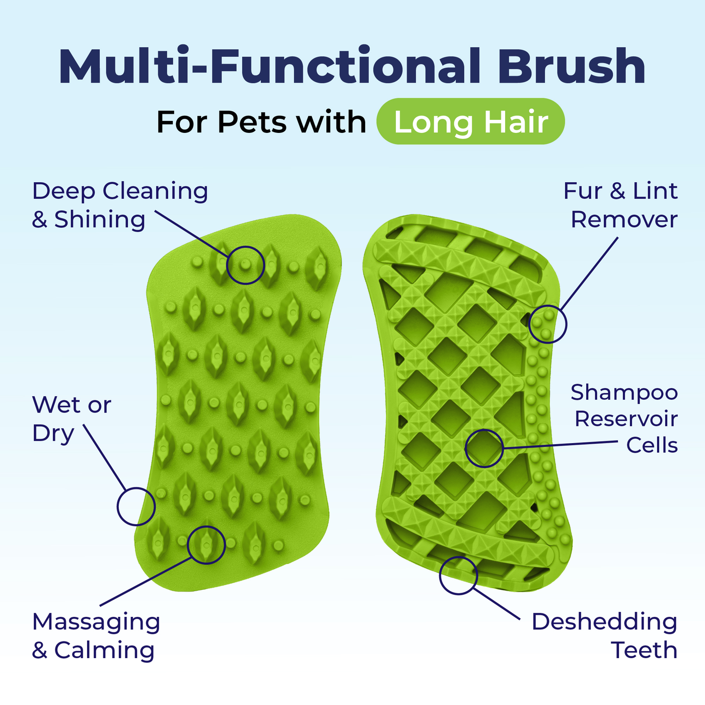 Furbliss® - Green Brush for Pets with Long Hair-