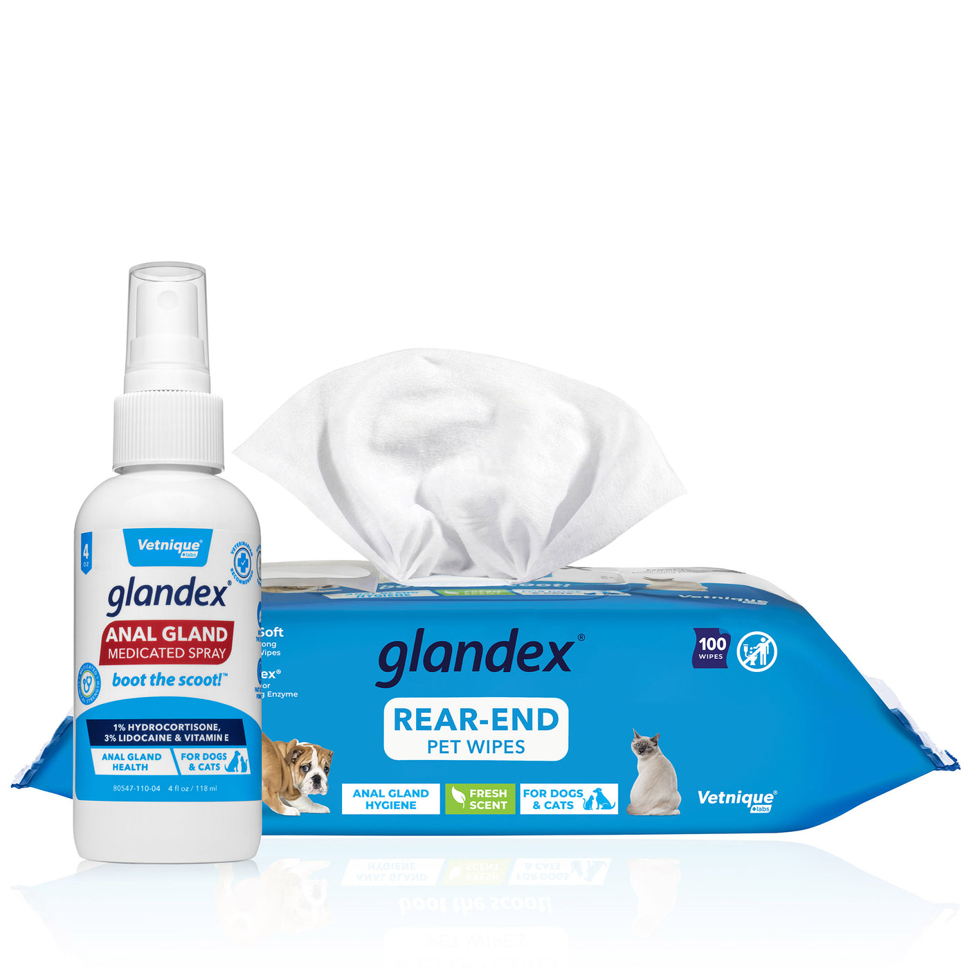 Wipes & Spray - Anal Gland Care Bundle for Dogs & Cats