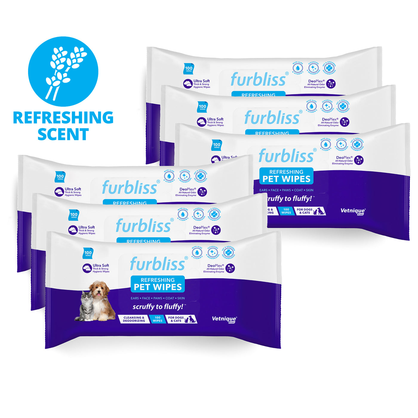 Furbliss® Hygienic Grooming Pet Wipes 6 Pack