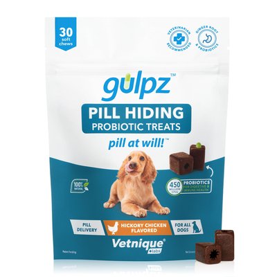 30 Count Packaging Gulpz Pill Hiding Probiotic Treats For Dogs Hickory Chicken Flavored