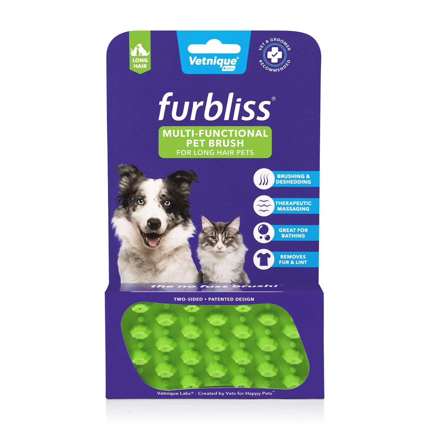 Furbliss® - Green Brush for Pets with Long Hair packaging