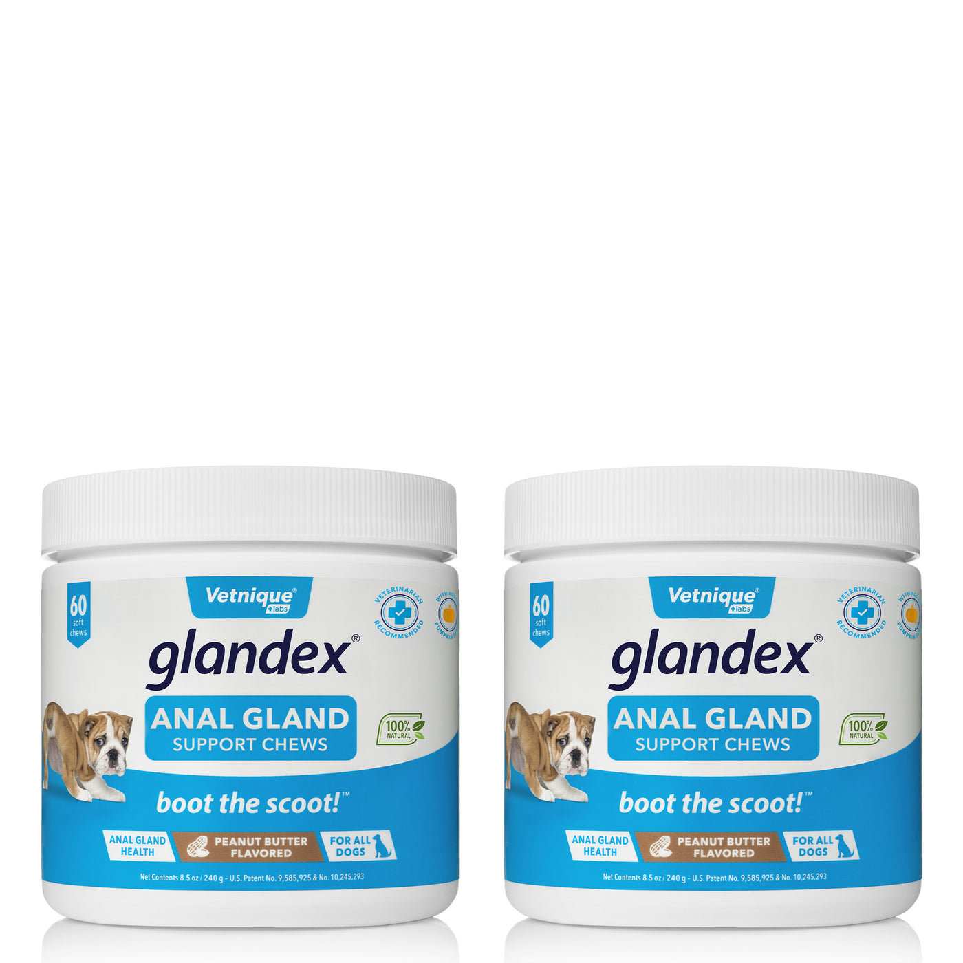 2 Pack Peanut Butter Flavored Glandex Anal Gland Support Chews