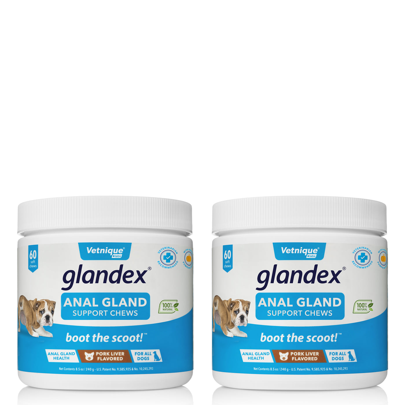 2 Pack Pork Liver Flavored Glandex Anal Gland Support Chews